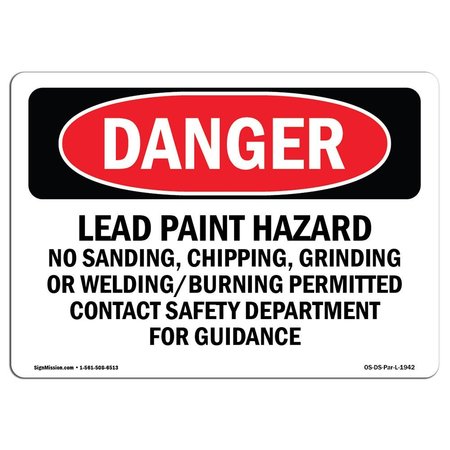 SIGNMISSION OSHA Sign, 18" Height, 24" Width, Rigid Plastic, Lead Paint Hazard No Sanding Chipping, Landscape OS-DS-P-1824-L-1942